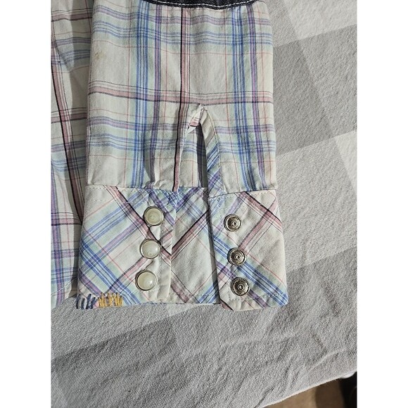 Vigoss Plaid Western Shirt,‎ Pearl Snaps denim, plaid size M - Picture 6 of 12